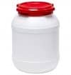 Curtec HDPE Weithalsfass, stapelbar, wasserdicht, temperaturformbeständig bis 80°C, mit rotem Schraubdeckel, Gummidichtung, naturweiß, 26 Liter