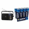 Panasonic RF-2400DEG-K Tragbares Radio mit Griff, Netz- oder Batteriebetrieb schwarz & VARTA Longlife Power AA Mignon LR6 Batterie (10er Pack) Alkaline Batterie - Made in Germany