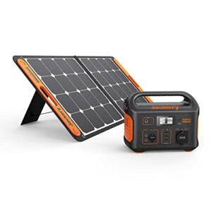Jackery Solargenerator 500, 518WH mit SolarSaga 100W Solarpanel, 230V/500W mobile Stromversorgung mit LCD Anzeige für Urlaub auf dem Campingplatz, Outdoor Abenteuer & Notfälle